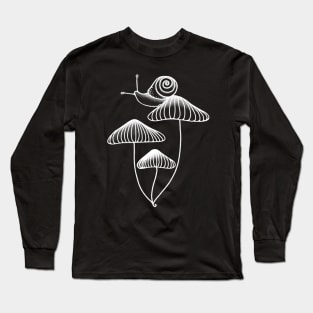 Snail Sitting On Mushrooms Long Sleeve T-Shirt